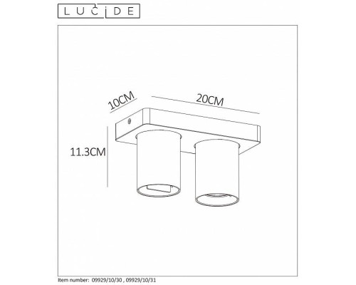 Спот Lucide Nigel 2xGU10 белый 09929/10/31