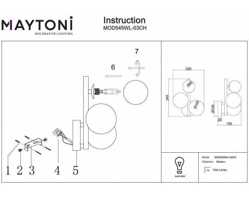 Бра Maytoni Dallas MOD545WL-03CH