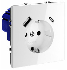 Розетка с заземлением и со шторкой и 2хUSB type A и C, без рамки Voltum S70 VLS040501