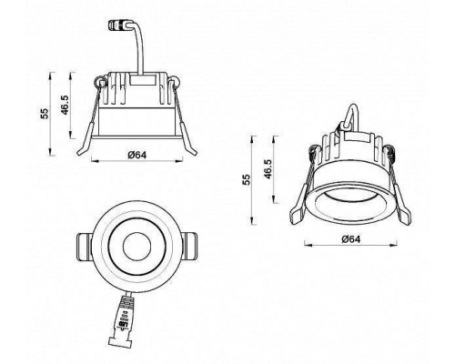 Встраиваемый светильник iLedex Mars 107-7W-D64-3000K-24DG-BK