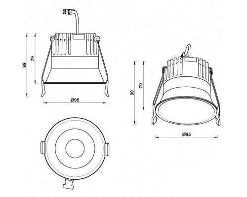 Встраиваемый светильник iLedex Mars 212-12W-D95-4000K-24DG-BK