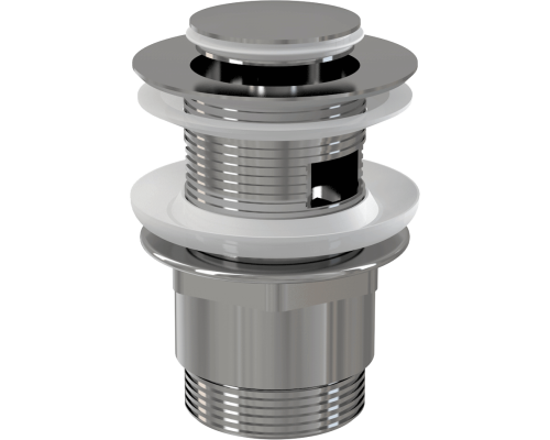 Водослив для умывальника click/clack 5/4", цельнометаллический с малой заглушкой, арт. A39