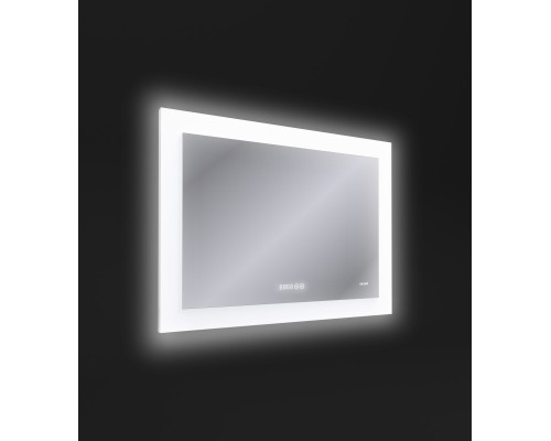 Зеркало LED 060 design pro 80x60 с подсветкой часы с антизапотеванием прямоугольное