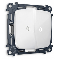 Выключатель проходной двухклавишный с подсветкой без рамки Ambrella Volt MO MO104035