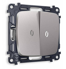 Выключатель двухклавишный с подсветкой без рамки Ambrella Volt Quant MO504015