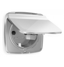 Накладка для розетки влагозащищенной с заземлением и со шторками с крышкой Ambrella Volt Quant OP4080