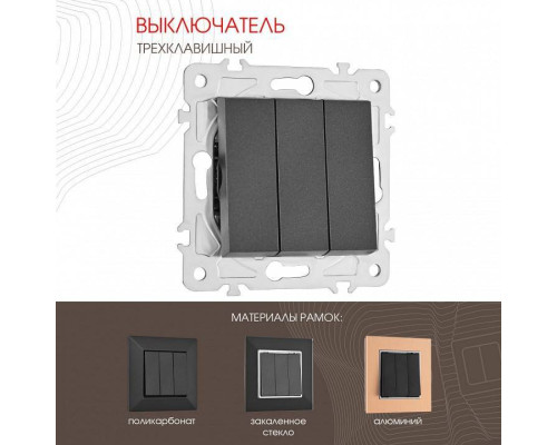 Выключатель трехклавишный без рамки Arte Milano 203 203.30-3.black