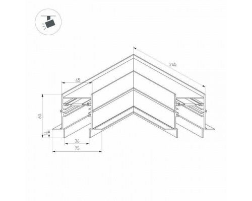 Соединитель угловой L-образный для треков встраиваемых Arlight MAG-45 034681