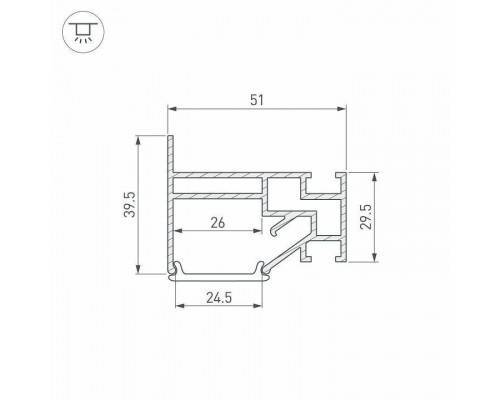 Профиль для контурной подсветки натяжного потолка Arlight STRETCH 40061