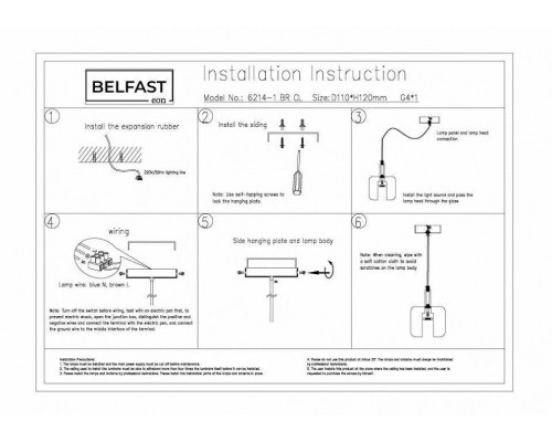 Подвесной светильник Belfast Pansy 6214-1 BR CL