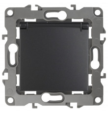 Розетка с заземлением и со шторкой, без рамки с крышкой Эра Эра 12 12-2103-05