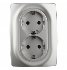 Розетка двойная с заземлением Эра Эра 12 12-2106-03