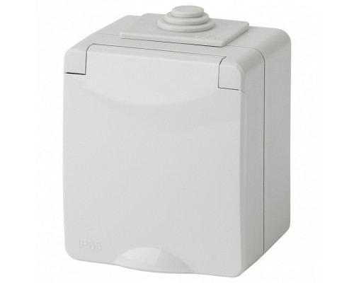 Розетка с заземлением с крышкой Эра Эра Эксперт 11-2601-03