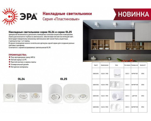 Накладной светильник Эра OL24-1 WH Б0054381