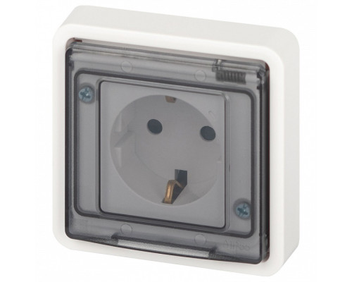 Розетка с заземлением с крышкой Эра Эра Эксперт 11-2521-01