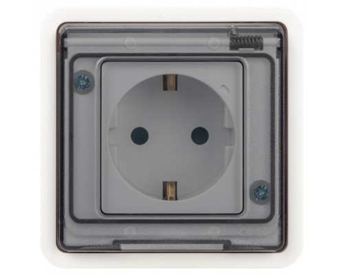 Розетка с заземлением с крышкой Эра Эра Эксперт 11-2521-01