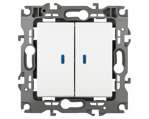 Выключатель двухклавишный с подсветкой без рамки Эра Эра 12 12-1105-01М