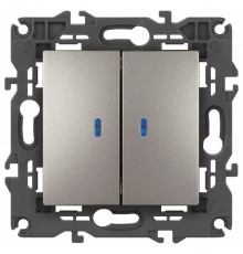 Выключатель двухклавишный с подсветкой без рамки Эра Эра Elegance 14-1105-16