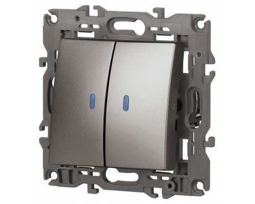 Выключатель двухклавишный с подсветкой без рамки Эра Эра Elegance 14-1105-16