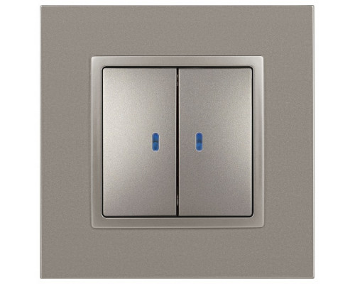 Выключатель двухклавишный с подсветкой без рамки Эра Эра Elegance 14-1105-16