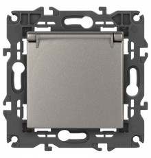 Розетка с заземлением и со шторкой, без рамки с крышкой Эра Эра Elegance 14-2103-16