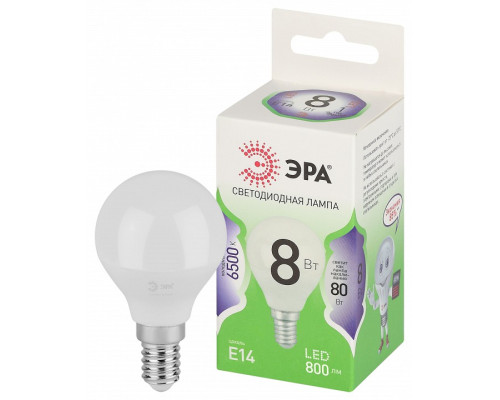 Лампа светодиодная Эра Green Line LED P45-8W-865-E14 GL