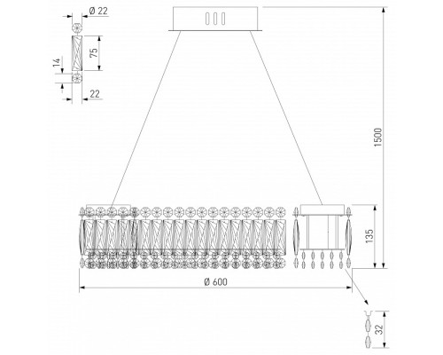 Подвесной светильник Eurosvet Iride 101007 LED хром