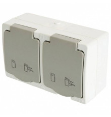 Блок с розетками влагозащищенными с заземлением и крышкой Stekker Велена 49730