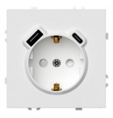 Розетка с заземлением и со шторкой и 2хUSB type A и C, без рамки Stekker Эмили 50217