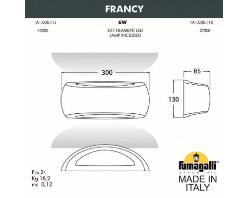 Накладной светильник Fumagalli Francy 1A1.000.000.AYF1R