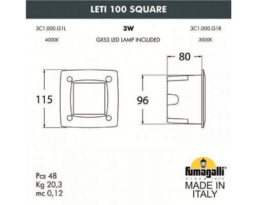 Встраиваемый светильник Fumagalli Leti 3C1.000.000.AYG1L