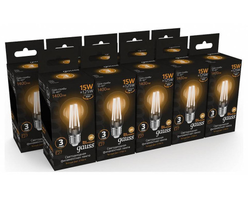 Лампа светодиодная Gauss Filament A60 E27 15 Вт 2700 K 102902115