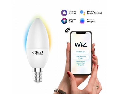 Лампа светодиодная с управлением через Wi-Fi Gauss Smart Home E14 5Вт 2700-6500K 1110112