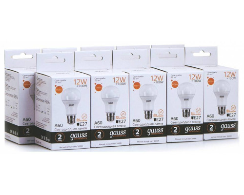 Лампа светодиодная Gauss Black A60 12 Вт E27 3000 К 23212