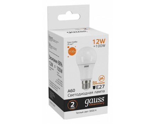 Лампа светодиодная Gauss Black A60 12 Вт E27 3000 К 23212