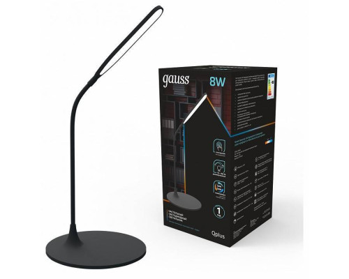 Настольная лампа офисная Gauss Qplus GT502 черная 10 Вт GT5022