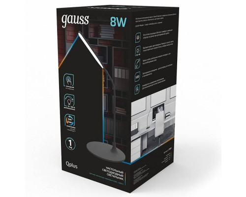 Настольная лампа офисная Gauss Qplus GT502 черная 10 Вт GT5022