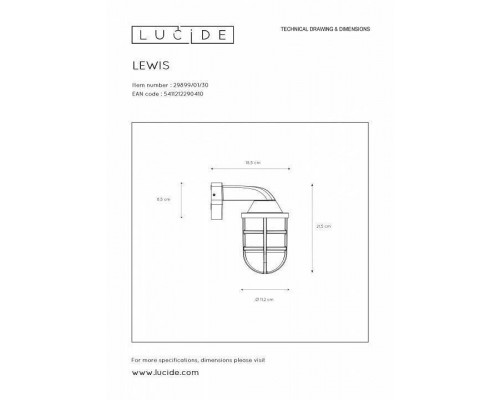 Светильник на штанге Lucide Lewis 29899/01/30