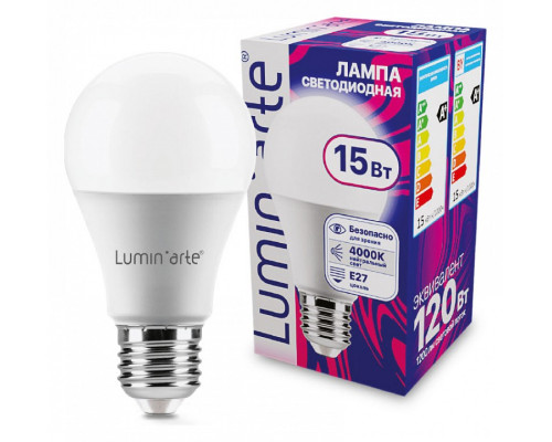 Лампа светодиодная Luminarte  E27 15Вт 4000K LSTD-A60-15W4KE27