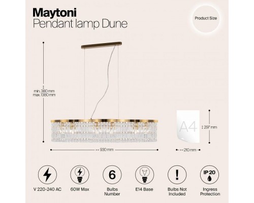 Подвесная люстра Maytoni Dune DIA005PL-06G