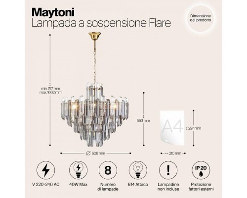 Подвесная люстра Maytoni Flare DIA200PL-08G