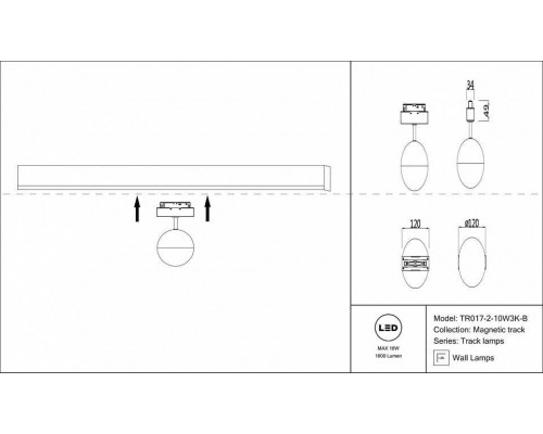 Светильник на штанге Maytoni Kiat TR017-2-10W3K-B