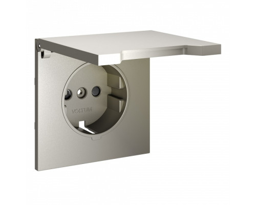 Накладка для розетки с заземлением и со шторками с крышкой Voltum S70 VLS000804