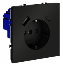 Розетка с заземлением и со шторкой и 2хUSB type A и C, без рамки Voltum S70 VLS040508