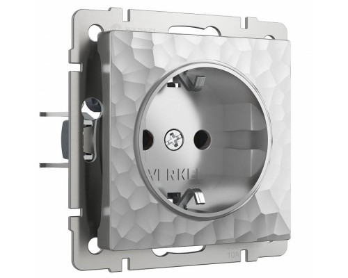 Розетка влагозащищенная с заземлением и с шторками, без рамки Werkel Hammer W1271106 (серебряный)