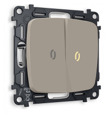 Выключатель двухклавишный с подсветкой без рамки Ambrella Volt Quant MO364010