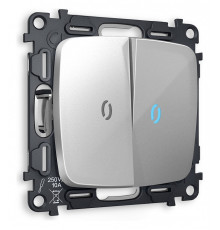 Выключатель проходной двухклавишный с подсветкой без рамки Ambrella Volt Quant MO404040