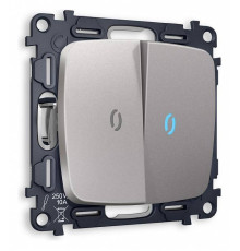 Выключатель двухклавишный с подсветкой без рамки Ambrella Volt Quant MO504020