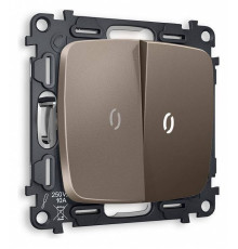 Выключатель двухклавишный с подсветкой без рамки Ambrella Volt Quant MO634015