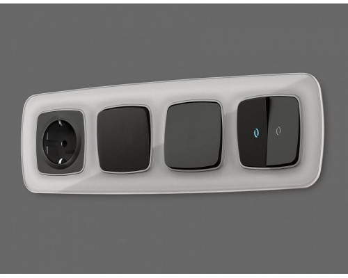 Накладка для розетки с заземлением и со шторками Ambrella Volt Quant OP8070